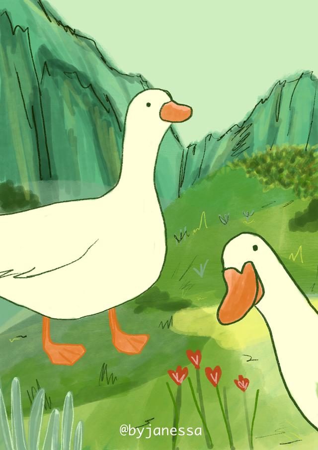 oh to be a duck-- illustration, digital